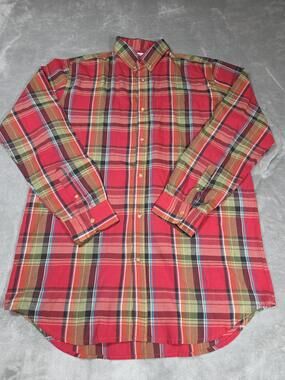 Saddlebrook Shirt Mens LT Red Plaid Long Sleeve Button Down Big & Tall Casual